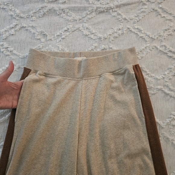 PACT Sweatpants M NWOT Organic Cotton Stretchy Wide Leg Pockets Stripe Lounge - Picture 5 of 8